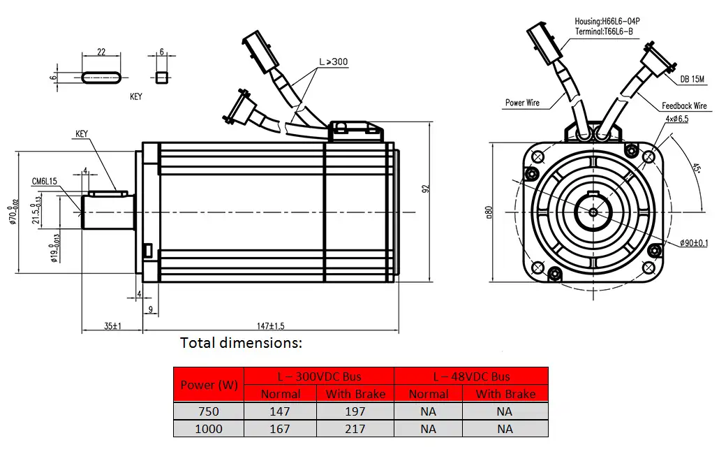 servo motor - frame 80mm, D-sub and Molex 서보 모터 제품 치수 도면 - 프레임 80mm
